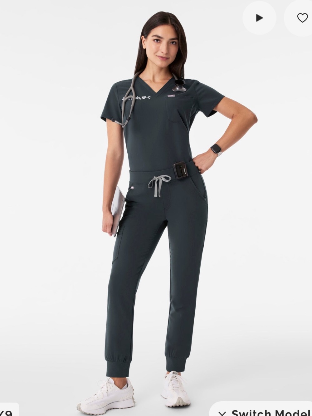 FIGS Dark Harbor Scrub Set — XS | Catarina Top + High-Waisted Zamora Pants